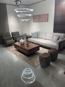 Modern Minimalist New Chinese Style Solid Wood Walnut Sofa Set for Hotel Living Room Small Size High-End Furniture