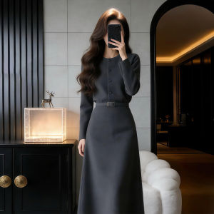 Ge·an·fei | Elegant French Grey Slim Knitted Dress