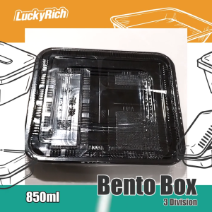 LuckyRich - Bento Box 3div 850ml 25pcs Plastic Food Container with lid cover