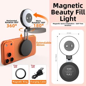 WONEW | Rainbow Snail Phone Magnetic Extendable Selfie Ring Light Foldable Magsafe Portable Light