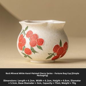 JISU | Ceramic Rock-White Hand-painted Cherry Cup