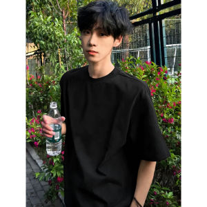 Dark Blue Embroidery Deconstructed T Shirts Five-fifth Sleeve