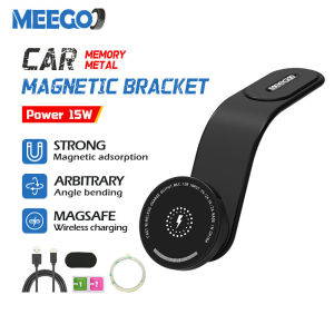 MeeGoo Magnetic Car Phone Holder Wireless Charging 360º Rotation Car Magnetic Bracket Magsafe Folding Magnetic Stand Car Dash Mount for All Phones