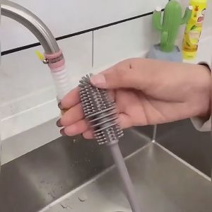 Sikat Pembersih Botol Minum / Gelas Gagang Panjang Bahan Silikon | Sikat Botol Susu Bayi / Sikat Tupperware Silikon | Silicone Bottle Brush 3 in 1 Aman Anti Lecet Fleksibel Serbaguna Multifungsi