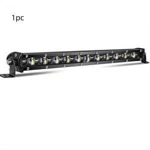 Led Light Bar 14 inch Slim Single Row Driving Light Off Road Work Lights with Mounting Brackets & 6D Reflectors for Truck Car