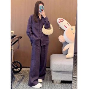 LIANGYILAILIN | Linen-Like Relaxed Fit High-End Old Money Style Shirt Set