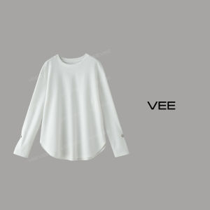 Vee Vancouver Spring New Casual Versatile Simple Design Pure Color Long Sleeve Loose T-Shirt Womens Cotton round Neck Top