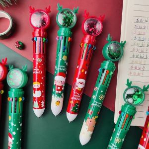 2023 New Year Kids Gifts Colorful Cartoon Ballpoint Pen Santa Claus Xmas Tree Deer print Pen Navidad Noel Christmas Decoration