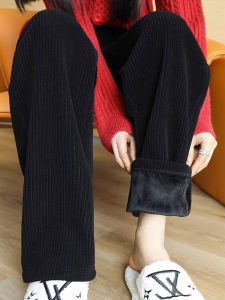 Stylish Thickened Waist High Fleece Cotton Velvet Wide Leg Pants