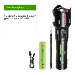 90000000LM ชาร์จไฟฉายเรืองแสง 26650 ยุทธวิธี LED ไฟฉายที่มีประสิทธิภาพ Zoomable กันน้ํากลางแจ้ง Camping โคมไฟ