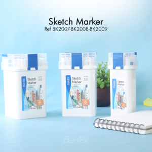 Bantex Sketch Marker 12 Warna 2 Tip Waterbased Untuk Ilustrasi Manga PP Box BK2007