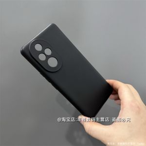 Ultra-Thin Silicone Phone Case for Honor 200 pro Anti-Fall Protective Cover with Frosted Lens Full Protection round Edges Men Women Simple Black