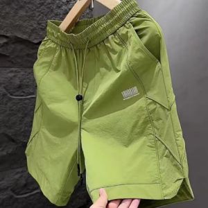 Summer Thin Quick Dry Casual Shorts Mens Loose Versatile Laser Drill Breathable Ice Silk Five-Quarter Pants Leisure Fashion