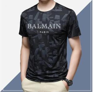 Original BALMAIN PARIS Mens printed sports comfortable round neck quick drying short sleeve T-shirt
