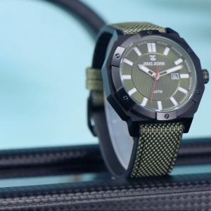Jam Tangan Pria Dewasa Jonas Jasmin JJ 5391 Original Analog Date Silicone Nylon Strap Fashion Watch