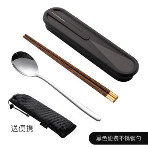 Portable 316 Stainless Steel Chopsticks Spoon Set Three-Piece Portable Cutlery Set Storage Box for Elementary School Students