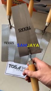 CETOK SENDOK SEMEN SEGI KOTAK PAPAK 8 inch GAGANG HANDLE KAYU Stainless Steel TUKANG MERK TEXAS