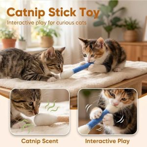 Cat Toys with Catnip Cat Oversized Cotton Swab Felt Kitty Kicker Play Durable Dental Teething Ropes Lover Gift Accessories