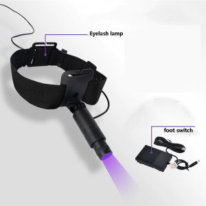 New Spotlight Head-mounted 6W Eyelash Grafting Extension Nail Beauty with Foot Pedal Ultraviolet UV Cure Lamp 1/2 bottle glue 