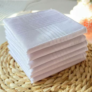 6pcs Cotton 40cm White Satin Handkerchief White Square Towel Mens Pure Cotton Handkerchief Soft and Elegant Wipe Sweat