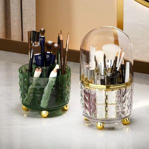 KIMSUN Luxury Diamond Pattern 360° Rotatable Makeup Brush Holder Cosmetic Storage Box Lipstick Eyebrow Pencil Case Dustproof and Waterproof Steam