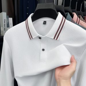 Ánh Sáng Nam Cao Cấp Dài Tay Áo Sơ Mi Cổ Điển Sọc Ve Áo Thoải Mái Họa Tiết Mùa Xuân Mùa Thu Phong Cách Doanh Nhân Áo Thun