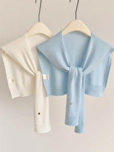 BILLI ZILLY | Skin-friendly Knitted Shawl Womens Summer Lightweight Soft Air Conditioned Room Scarf Pure Color Knot Small Cannon Shoulder