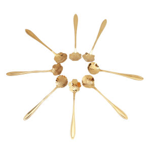 8Pcs/Set Flowers Design Gold Spoon Long Handle Dessert Tea Coffee Mixing Spoon Stainless Steel Vintage Teaspoons Drink Tableware