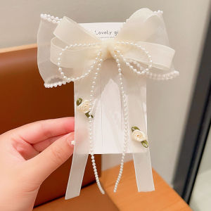 Princess Style Hair Clip with Butterfly Knot Netting Sash Flower for Girls Childrens Accessories Sweet Princess Back Top Clip Headwear