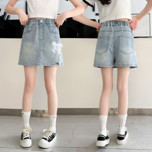 Summer New Bowtie Jean Shorts Skirt-pants