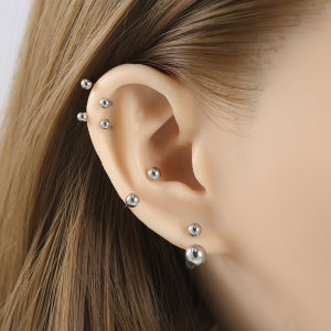 4-Piece Horseshoe Stainless Steel Earrings Nose Ring MenS And WomenS Horseshoe Barbell Spiral Tragus Cartilage Earrings