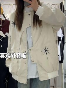 เสื้อแจ็คเก็ตบินแบบลำลองสไตล์อเมริกัน ทรงหลวม ดีไซน์ไม่สมมาตร สำหรับผู้ชายและผู้หญิง เสื้อแจ็คเก็ตแบบสวมหัว แขนยาว ปกติ