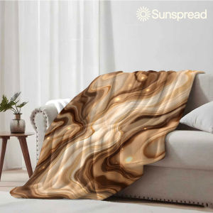 Beast Kingdom | brown gold marble swirl Soft Warm Flannel Blanket Lightweight Cozy Christmas Halloween Home Decor Room