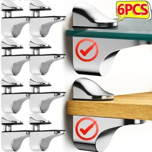 Adjustable Glass Shelf Holder Zinc Alloy Wall Mounted Bathroom Support Shelf Brackets Holder Wood Shelves Glass Clamps