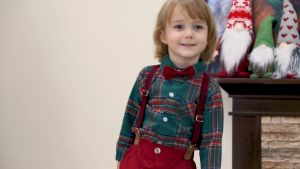 Christmas Outfit for Baby Boy Photography Gentleman Plaid Shirt and Red Pants Suit Kids Formal New Year Party Gift 1-9 Years Green Checkered Long Sleeve Set