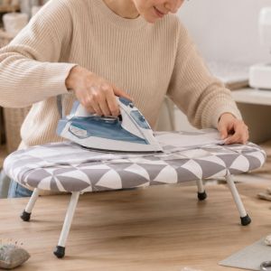Foldable Mini Sleeve Ironing Board / Lightweight Compact Ironing Table / Steel Plastic Construction / Travel Home Clothes Ironing Supply
