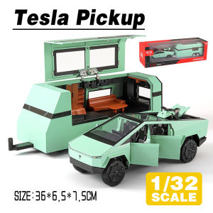 LEO 1:32 Upgraded Tesla Cybertruck Pickup RV Diecast Model Car Alloy Cars Toys Collection Gift For Kids Boy Girl