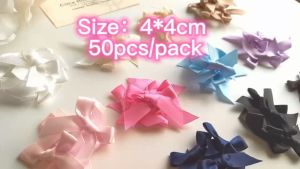 (50pcs/pack) 3/8 Satin Ribbon Handmade 4x4cm Wide Ribbon Bow For Party/Wedding/BirthdaySouvenir/DIY Crafts/Gift Decor