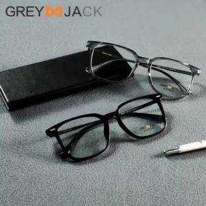 Grey Jack Frame Kacamata Titanium Bentuk Kotak Ringan Bisa Minus Antiradiasi Blueray Photocromic Bluecromic 6204