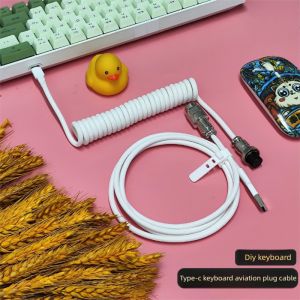 Mechanical Keyboard Coiled Cable Type-C USB Port Aviator Coiling Cable for Gaming and Desktop Computers