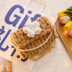 DIY Handcrafted Knitted Ice Stick Shoulder Bag Creative Gift Single Shoulder Crossbody Satchel With Lock Chain Handle