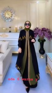 Gamis Abaya Tuerkey Mewah Amani Series Warna Jersey Ceruty Kombinas Size M L XL XXL