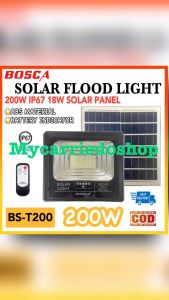 BOSCA BS-T200 200W Solar Flood Light Led Outdoor Flood Lights Street Lamp IP67 Solar Panel 18W/6V Waterproof With Remote