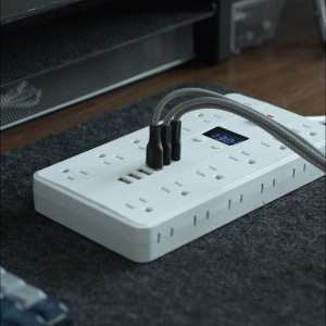 CHIEFWAY 31-IN-1 Power Strip Extension Cord with Digital Clock24 AC Outlets / 4 USB A 2 Type C PortsSurge Protector