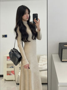 SUHUIQIAN | Long Sleeve Knitted A-line Waist-defining Dress
