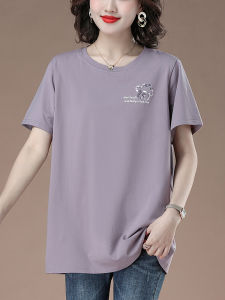 Loose Pure Cotton Short Sleeve T-Shirt Womens Summer New Style Big Size Mid-aged Mom Half-sleeve Top Breathable Sweat-wicking