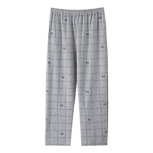 miiow | Mens Pure Cotton Sleep Pants Casual Thin Home Leisure Comfortable Plaid Long Pants Autumn Season MiiOW Cat Person Brand