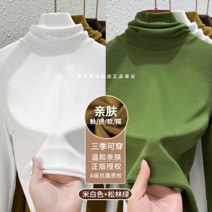 Warm Thermal Top Womens High Collar Long Sleeve Base Layer Shirt Inner Wear Spring New Style Fleece Lined Hidden Zipper Design
