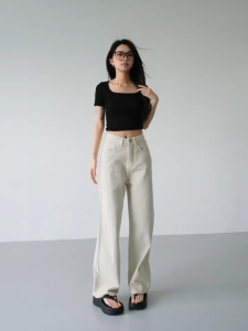 กางเกงยีนส์ผู้ชาย หญิง ยีนส์ขากระบอก กางเกงยีนส์ คู่รัก ทรงหลวม สไตล์เกาหลี แมตช์ได้กับทุกชุด