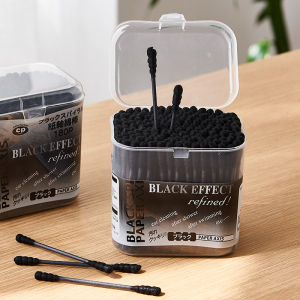 Double-Headed Cotton Swabs 180 Pieces Set Spiral Wound Activated Charcoal De-Greased Cotton Ear Cleaning Sticks Household Item